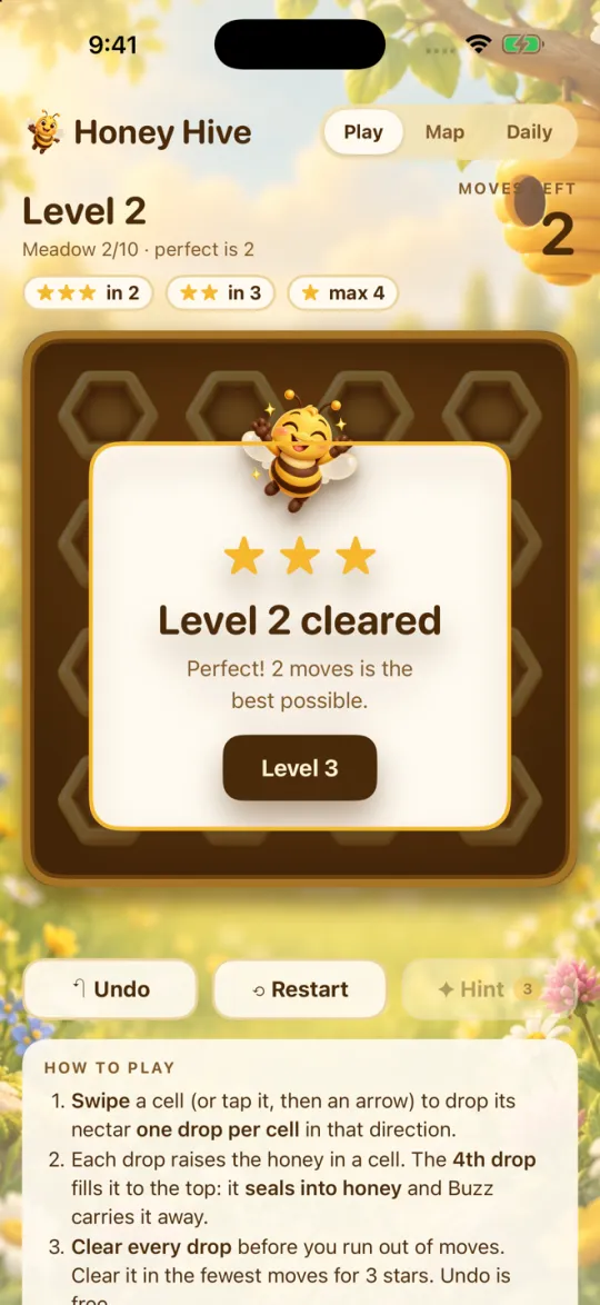 Level cleared with 3 stars
