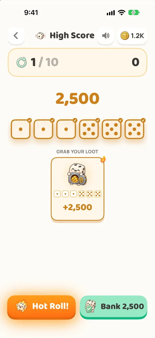 Risky Rolls hot dice roll